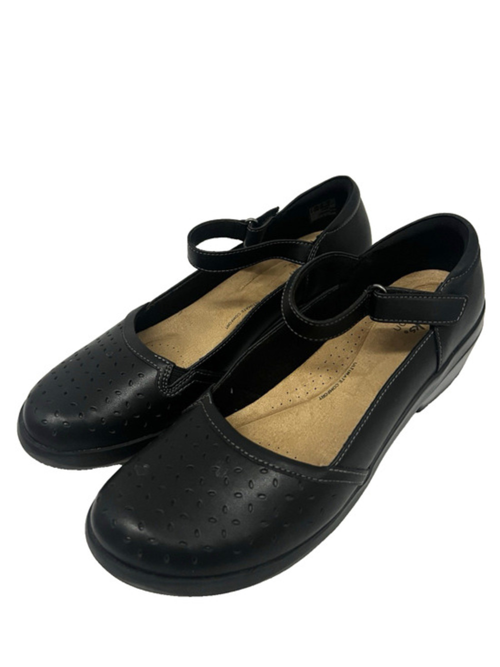 Clarks Womens Black Leather Mary Jane Pumps Shoes US 11 Block Heels Cushioned